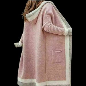 NEW! Beautiful Pink and Gray Open Front Cardigan